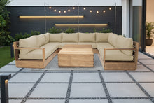 9 pc Pacific Teak Sectional with 40" Square Coffee Table. Sunbrella Cushion.