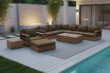 10 pc Pacific Teak Sectional Seating Group with 52" Rectangular Coffee Table. Sunbrella Cushion.