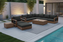 10 pc Pacific Teak Sectional Seating Group with 52" Rectangular Coffee Table. Sunbrella Cushion.