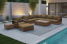 10 pc Pacific Teak Sectional Seating Group with 52" Rectangular Coffee Table. Sunbrella Cushion.