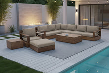 10 pc Pacific Teak Sectional Seating Group with 52" Rectangular Coffee Table. Sunbrella Cushion.