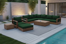 10 pc Pacific Teak Sectional Seating Group with 52" Rectangular Coffee Table. Sunbrella Cushion.