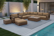 10 pc Pacific Teak Sectional Seating Group with 52" Rectangular Coffee Table. Sunbrella Cushion.