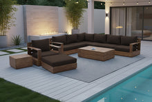 10 pc Pacific Teak Sectional Seating Group with 52" Rectangular Coffee Table. Sunbrella Cushion.