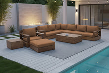 10 pc Pacific Teak Sectional Seating Group with 52" Rectangular Coffee Table. Sunbrella Cushion.