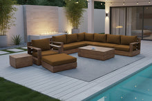 10 pc Pacific Teak Sectional Seating Group with 52" Rectangular Coffee Table. Sunbrella Cushion.