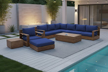10 pc Pacific Teak Sectional Seating Group with 52" Rectangular Coffee Table. Sunbrella Cushion.