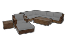 10 pc Pacific Teak Sectional Seating Group with 52" Rectangular Coffee Table WeatherMAX Outdoor Weather Cover
