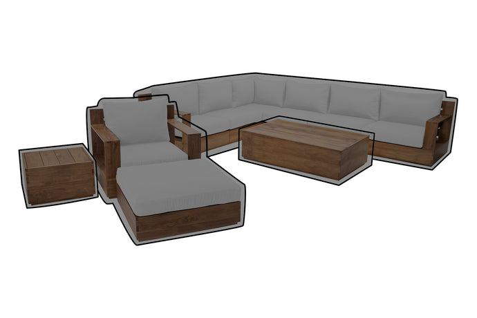 10 pc Pacific Teak Sectional Seating Group with 52
