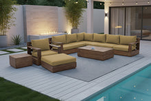 10 pc Pacific Teak Sectional Seating Group with 52" Rectangular Coffee Table. Sunbrella Cushion.