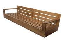 Pacific 108" Teak Outdoor Sofa. Sunbrella Cushion