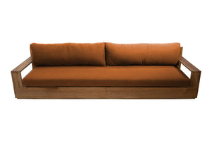 Pacific 108" Teak Outdoor Sofa. Sunbrella Cushion