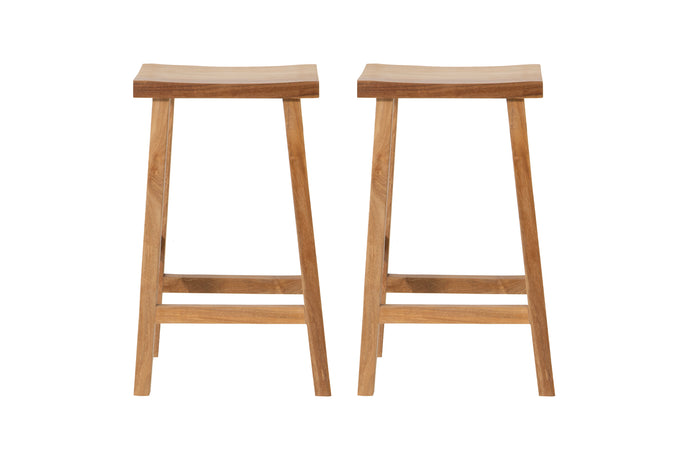 Set of 2 Pacific Teak Outdoor Barstool