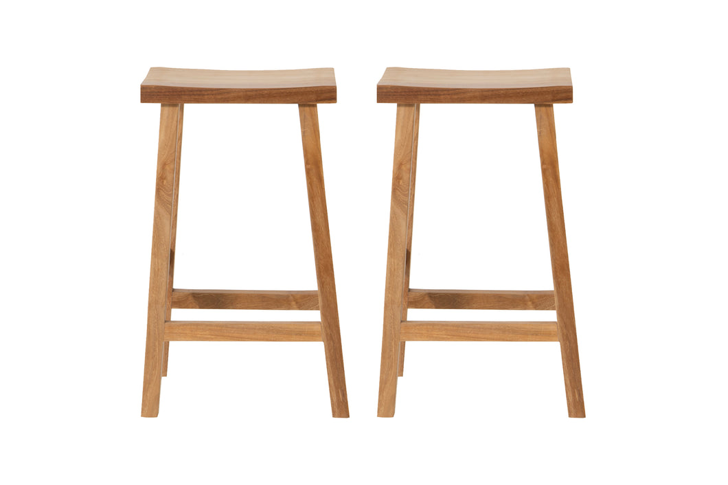 Set of 2 Pacific Teak Outdoor Barstool