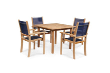 Curated Maison Perrin 5-Piece Square Teak Table Outdoor Dining Set w/ Stacking Armchairs