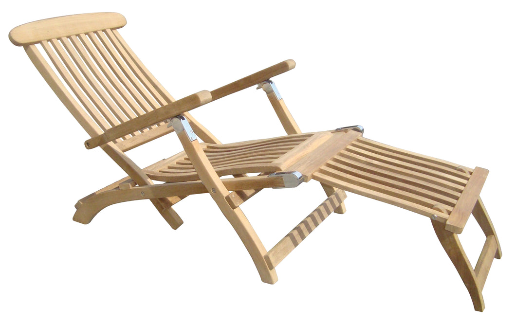 Royal Teak Outdoor Steamer Lounge Chair with Sunbrella Cushion