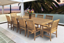 Royal Teak 11-Piece Compass Teak Dining Set with 96-120" Rectangular Expansion Table