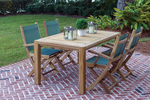 Royal Teak 5-Piece Sailmate Teak and Sling Dining Set with 63" Rectangular Table