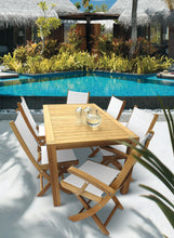 7pc Sailmate Teak and Sling Dining Set with 63" Rectangular Table