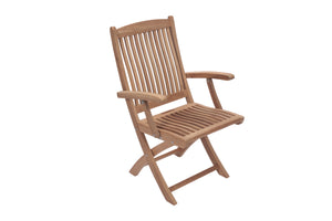 7 pc Sailor Teak Dining Set with 60" Round Drop Leaf Table
