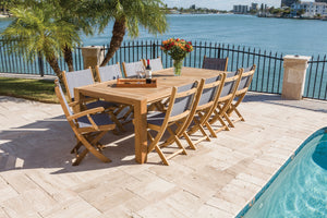 11 pc Sailmate Teak and Sling Dining Set with 96" Rectangular Table