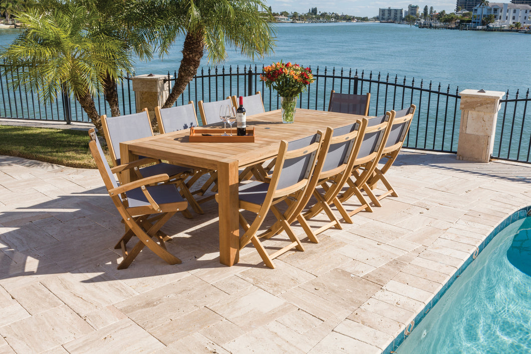 11 pc Sailmate Teak and Sling Dining Set with 96