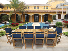 11 pc Sailmate Teak and Sling Dining Set with 96" Rectangular Table