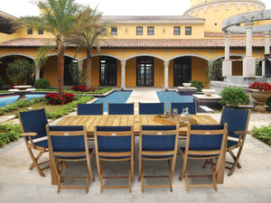 11 pc Sailmate Teak and Sling Dining Set with 96" Rectangular Table