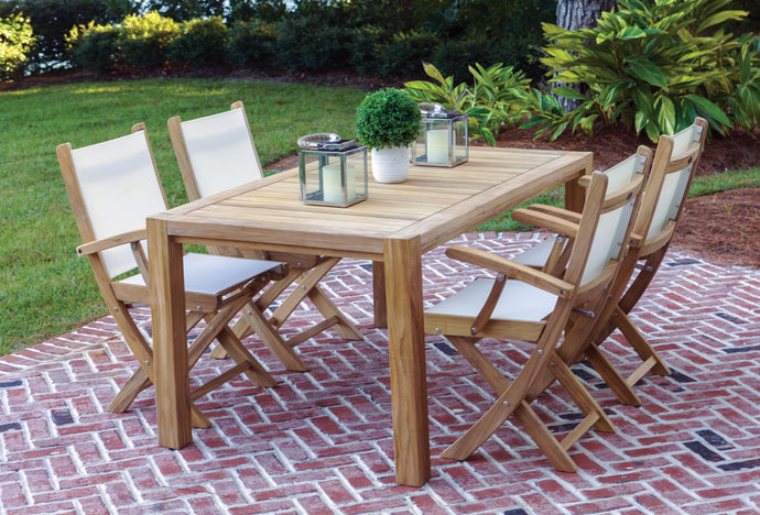 5pc Sailmate Teak and Sling Dining Set with 63