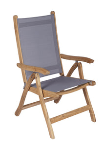 5pc Florida Teak and Sling Dining Set with Round 47 Folding Table
