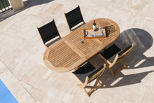 Royal Teak 5-Piece Sailmate Teak and Sling Dining Set with 60-78" Oval Expansion Table