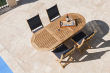 Royal Teak 5-Piece Sailmate Teak and Sling Dining Set with 60-78" Oval Expansion Table