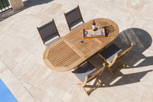 Royal Teak 5-Piece Sailmate Teak and Sling Dining Set with 60-78" Oval Expansion Table