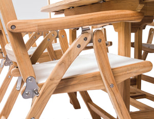5pc Florida Teak and Sling Dining Set with Round 47 Folding Table