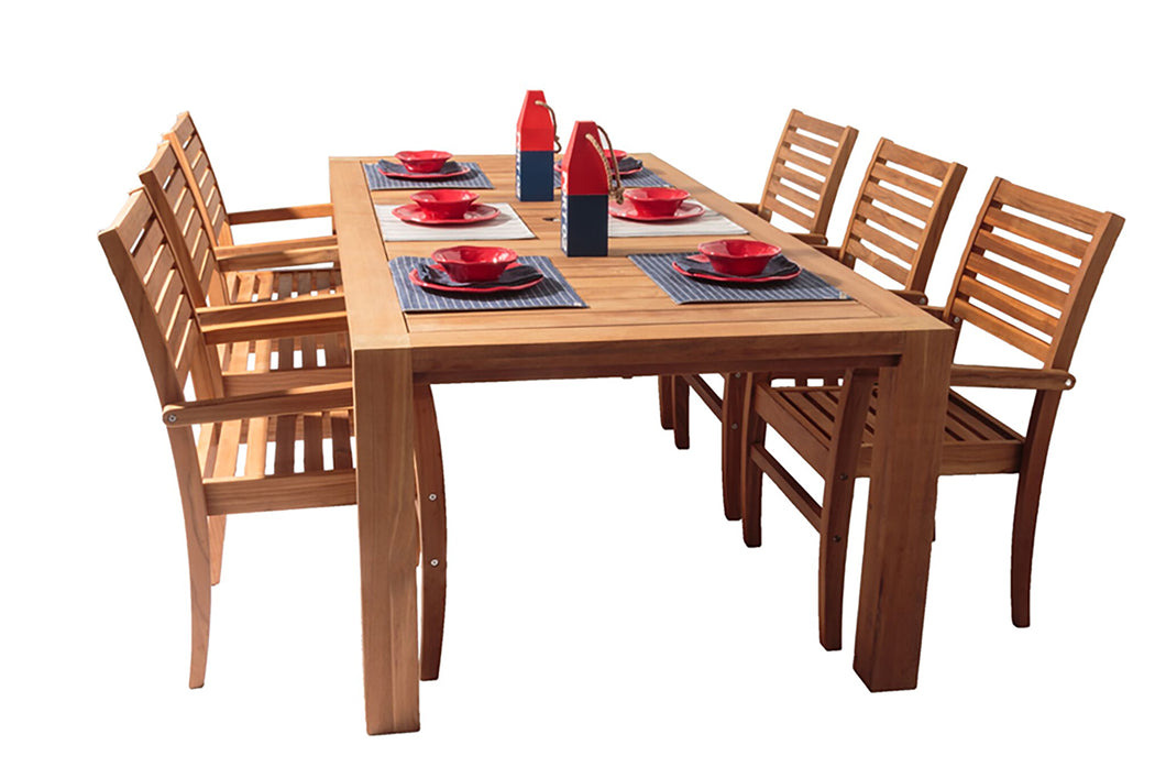 Royal Teak 7-Piece Avant Teak Dining Set with Comfort 96