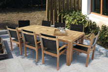 Royal Teak 9-Piece Captiva Teak and Sling Dining Set with 96" Rectangular Table