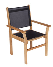 9 pc Captiva Teak and Sling Dining Set with 96-120" Rectangular Expansion Table