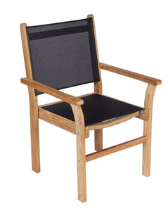 9 pc Captiva Teak and Sling Dining Set with 96-120" Rectangular Expansion Table