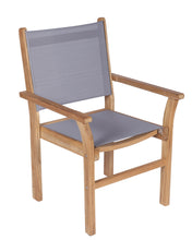 9 pc Captiva Teak and Sling Dining Set with 96-120" Rectangular Expansion Table
