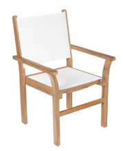 9 pc Captiva Teak and Sling Dining Set with 96-120" Rectangular Expansion Table