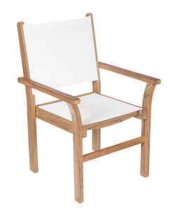 9 pc Captiva Teak and Sling Dining Set with 96-120" Rectangular Expansion Table