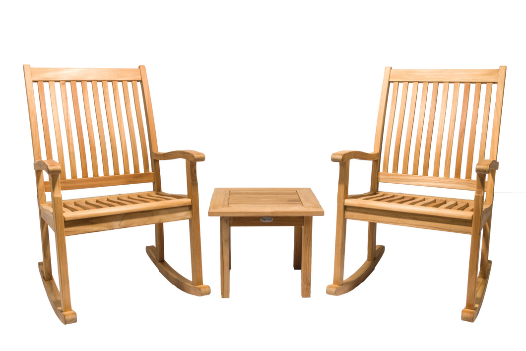 Set of 2 Comfort Highback Teak Outdoor Rocking Chair