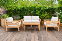 5 pc Monterey Teak Loveseat Deep Seating Set with Coffee Table. Sunbrella Cushion.