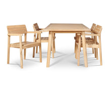 Curated Maison Riva 5-Piece Rectangular Teak Outdoor Dining Set with Stacking Armchairs