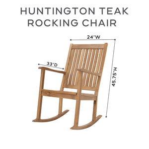 Set of 2 Huntington Teak High Back Rocking Chair. Sunbrella Cushion.