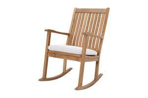 Set of 2 Huntington Teak High Back Rocking Chair. Sunbrella Cushion.