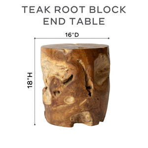 Teak Root Block End Table