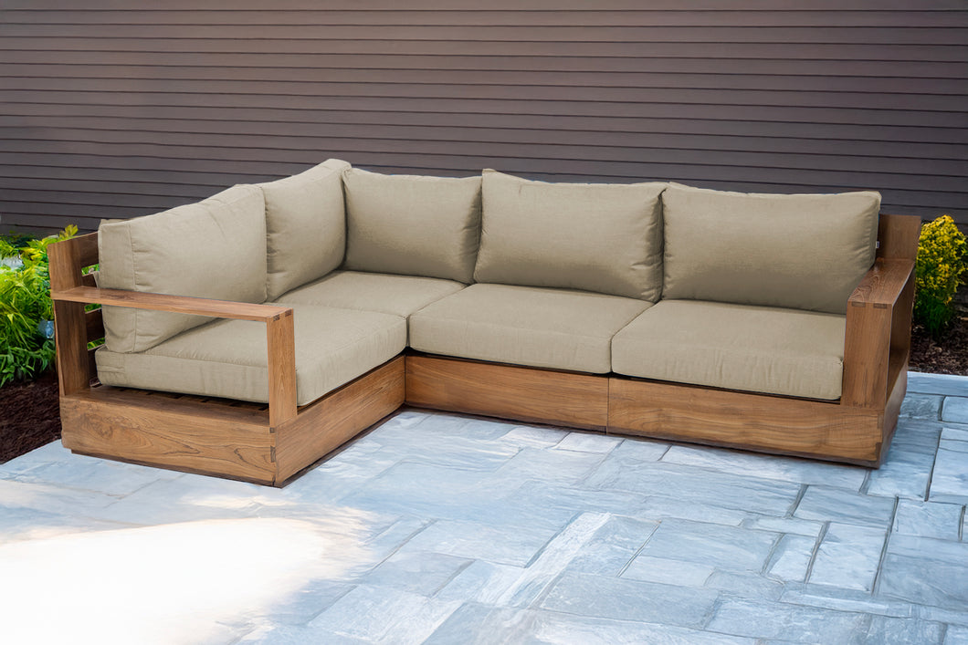 4 pc Pacific Teak Sectional. Sunbrella Cushion.