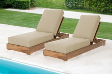 Set of 2 Chatsworth Teak Outdoor Chaise Lounger. Sunbrella Cushion.