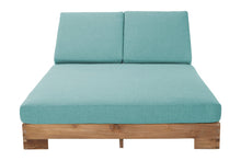 Pacific Teak Outdoor Double Chaise Lounger. Sunbrella Cushion.